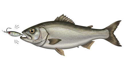 Fototapeta premium Isolated Fish Biting Lure Fishing Adventure