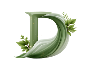 The Artistic Representation of the Letter D Adorned with Lush Leaves and Flowers for Creative Musical Expressions