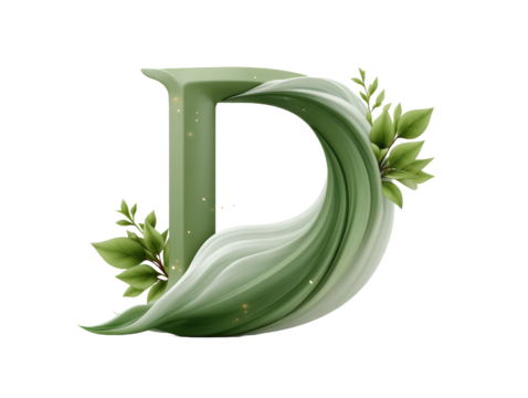 The Artistic Representation of the Letter D Adorned with Lush Leaves and Flowers for Creative Musical Expressions