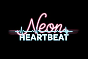 Vibrant Neon Heartbeat Graphic Against Black Background for Medical and Tech Use