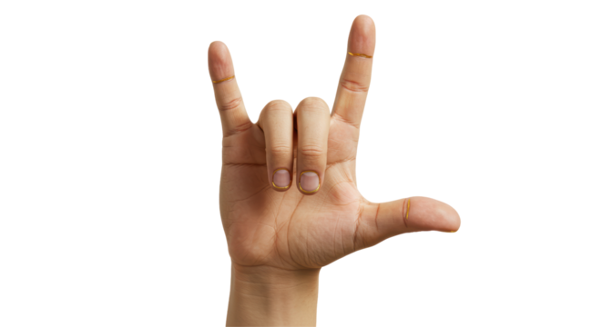 Isolated Hand Displaying Rock and Roll Gesture