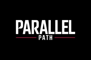 Concept of parallel paths in abstract design, white text on black background