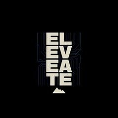 Elevate concept with mountain peak symbol against abstract tech circuit background
