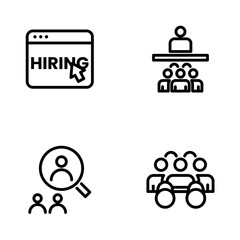 Hiring Process Line Icons. Recruitment, Job Application, Interview, Candidate Selection Vector Set