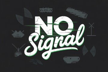 Vintage-Style 'No Signal' Design with Glitch Effects and Wireless Icons