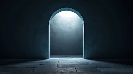 Arched doorway leading to lighted space conceptual interior