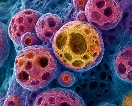 Small cell lung cancer cells have a high nuclear-to-cytoplasmic ratio.