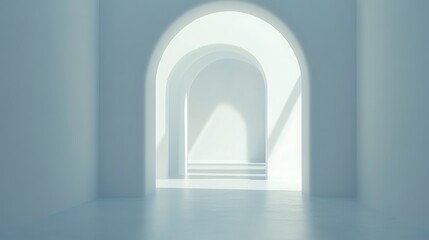 Fototapeta premium Architectural arches with light and shadow creating minimalist geometric interior