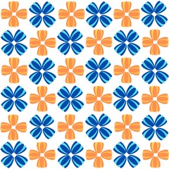 Seamless floral pattern,A pattern of blue and orange tulips arranged in a flower shape. 