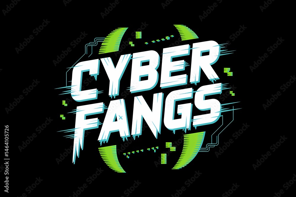 Wall mural abstract digital vector illustration featuring cyber fangs with dynamic design