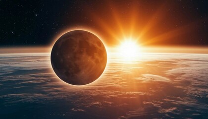 Obraz premium A stunning celestial event of a solar eclipse, showcasing the sun's corona. Witness the breathtaking phenomenon of the moon perfectly aligning