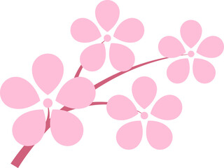 Pink cherry blossoms branch icon. Japanese Sakura flower. Cherry branch with pink sakura. Flowers, plants, spring, cute, etc.