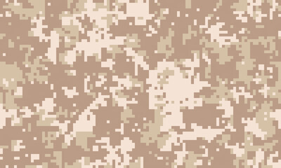 Fototapeta premium Desert camouflage pattern digital texture. Ideal for backgrounds, website design, fabric prints, and militarythemed projects. Abstract pixelated design offers a versatile, neutral aesthetic.