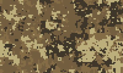 Abstract digital camouflage pattern.  Earthy tones blend seamlessly for a versatile background ideal for military, hunting, or gaming themes.  Use as a texture, website banner, or print design.