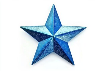 Obraz premium Blue Metallic Star Five-Pointed Design on White