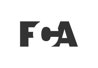 FCA logo design. Initial letter F C A bold font style for tech startups, consulting, corporate branding. Creative company name, headlines typography identity, trendy logotype.
