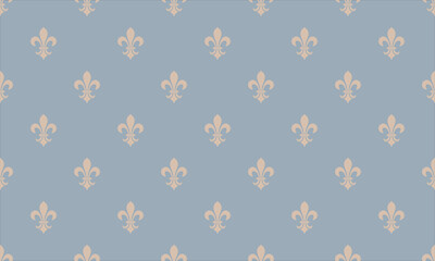 Elegant pastel blue background featuring a repeating fleurdelis pattern.  Perfect for website design, stationery, or textile projects. This classic motif evokes sophistication and French heritage.