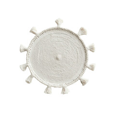 Round Macrame Table Mat with Tassels - Off-White Cotton Coaster
