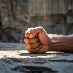 Strong fist of a man