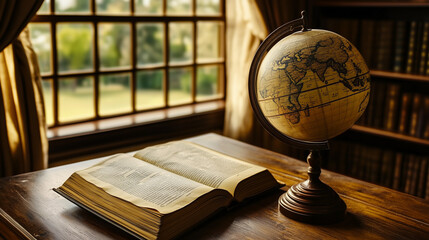 Warm light over vintage study objects