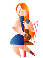 woman play guitar vector illustration