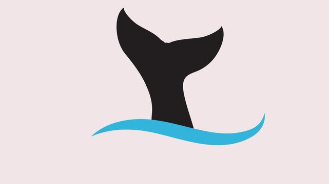 whale tail icon animation illustration flat