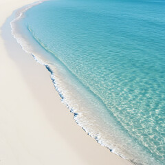 Tropical Beach with Turquoise Water and White Sand in Bright Sunlight