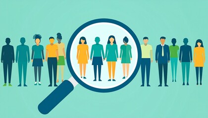 Fototapeta premium Diverse Group of People MagnifiedTarget Audience Selection HR Recruitment