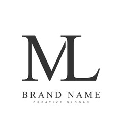 ML trendy logotype template. Initial letter m and l classic font style. Creative logo for company name or identity.