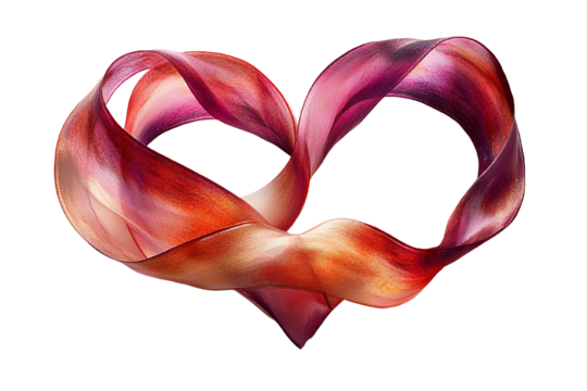 An artistic heart shape made of flowing ribbons in vibrant colors, symbolizing love and emotion, perfect for romance-themed projects.