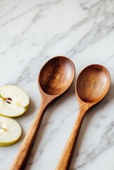 Wooden Spoons on Marble