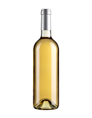 White wine bottle standing on transparent background