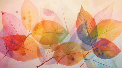 Autumn Background with Transparent Leaves Overlay 
