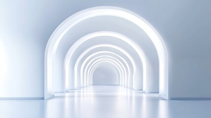 Fototapeta premium Contemporary interior design perspective architectural tunnel with symmetrical arches