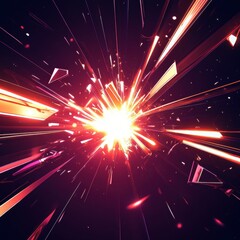 Naklejka premium Explosive radiant burst, shards of vibrant light radiating outward on a dark background