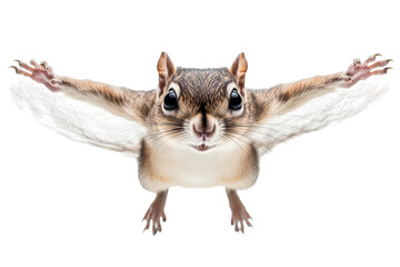 A cheerful chipmunk with outstretched arms against a white background.