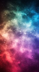 Naklejka premium Vibrant Nebula with Stars in Deep Space with Multicolor Background