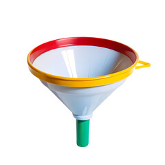 A  funnel with a yellow ring on it on a transparent background
