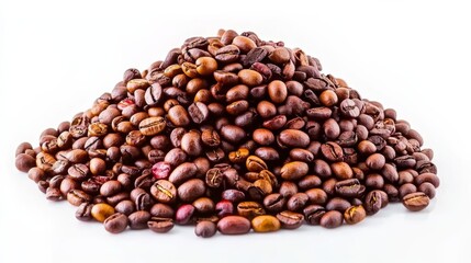 Fototapeta premium Roasted Coffee Beans A Conical Pile on White
