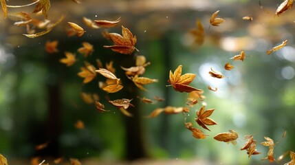 Spiraling Maple Seeds Falling in a Tranquil Natural Setting