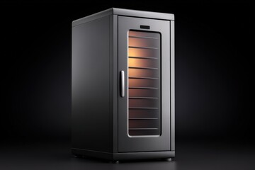 Modern sleek electric smoker design showcasing a glass front with illuminated interior perfect for grilling enthusiasts providing a blend of functionality and aesthetics