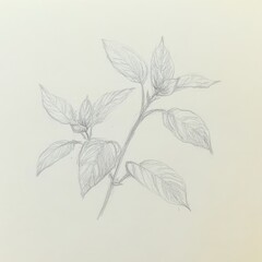 Detailed drawing of basil plant