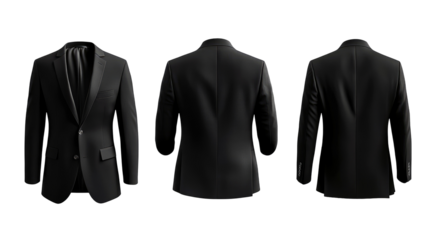 Three-view black suit mockup