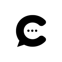 letter C chat message mobile app logo vector illustration template design