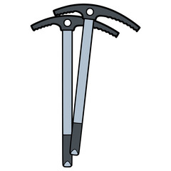 ice axe climbing tool nature outside flat color vector illustration template design