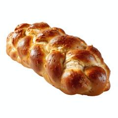 Delicious Golden Brown Challah Bread Loaf Isolated on Bright Cyan Transparent background