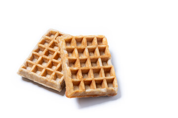 Belgian Waffles isolated on white background. Copy space