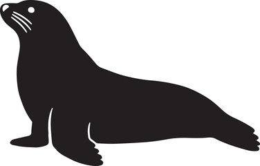 seal on the beach, seal silhouette vector illustration, Seal vector icon