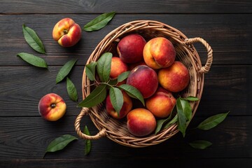 A bunch of fresh nectarines on an elegant white plate. A great image for summer fruit and a healthy snack. High quality photo