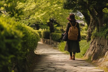 Elegant female shutterbug strolling along the Toro, preparing for a landscape shot